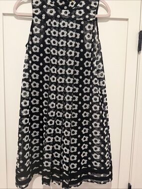 Anthro Black and White Floral A-Line Dress